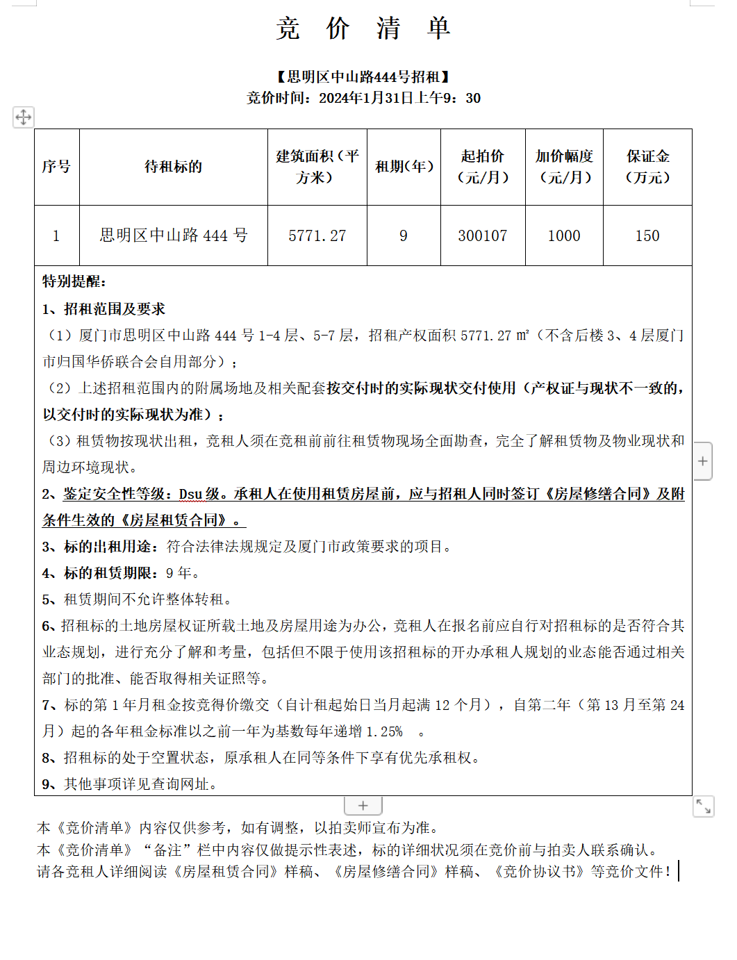 思明区中山路444号招租
